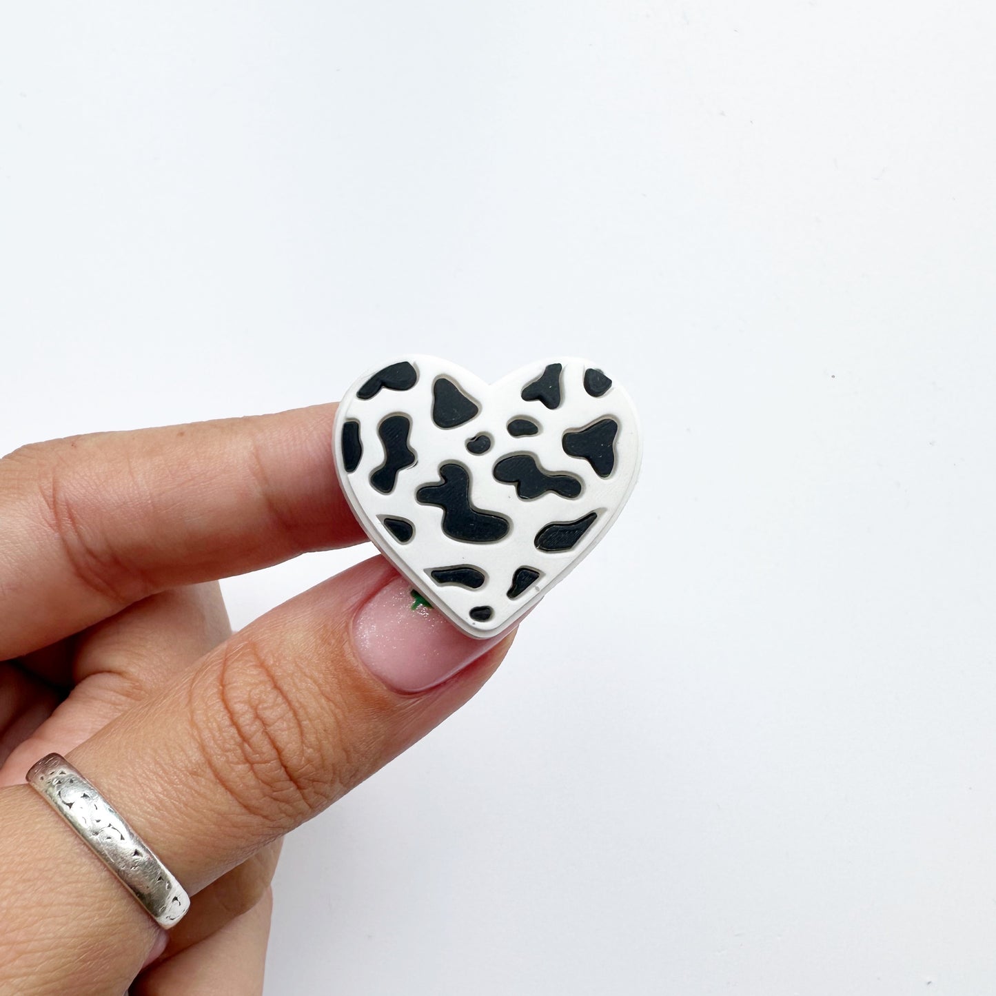 Cow Print Love Heart Charm